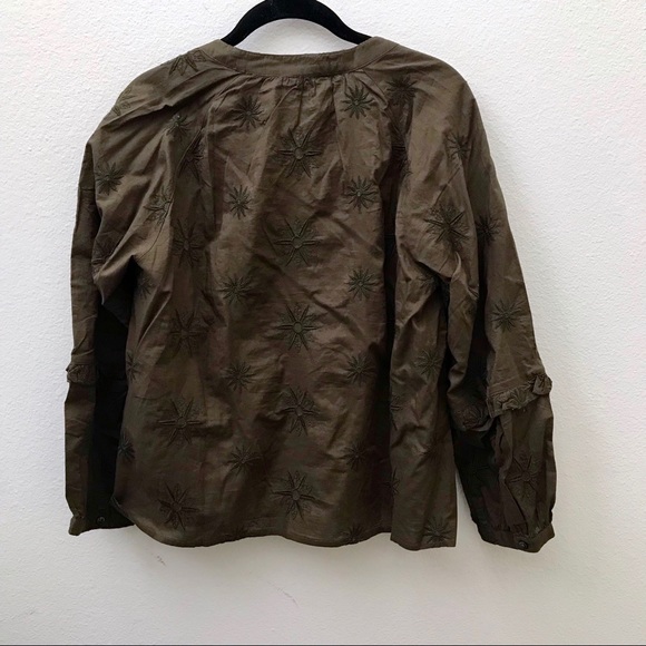 NEW Madewell olive embroidered bubble sleeve shirt - Picture 7 of 8